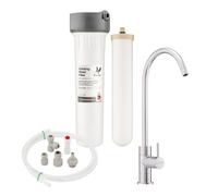 Doulton HIP Ultra Inline Filtro Acqua in Ceramica + Rubinetto a Colonna + Kit di Installazione | Filtro per l'acqua sottobanco certificato NSF e WRAS con candela | Filettatura M12