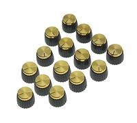 Doumneou 15 Pezzi Serry Amplificatore per Chitarra Amplificatore Spingere sui Pulsanti Di Regolazione Nero con Cappuccio Dorato Si Adatta A Vasi da 6 Mm di Diametro
