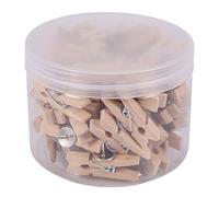 Doumneou 50 puntine con clip in legno, mollette da bucato, colore naturale, per bacheca in sughero e foto, ufficio, casa e scuola