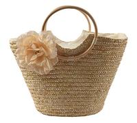 Doumneou Borsa a mano da in paglia intrecciata Borsa a mano da tracolla in tessuto a fiori
