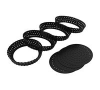 Doumneou Confezione da 4 teglie rotonde per quiche, 12,7 cm, perforate, antiaderenti, con fori, per torte, torte e quiche