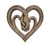 Doumneou Cuore in legno che tiene le decorazione da parete scultura arte parete stretta di mano ciondolo statua artigianale decorazioni da parete ufficio