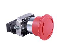 Doumneou Interruttore a pulsante di arresto di emergenza a rosso da 22 mm, 600 V, 10 A, ZB2-BE102C