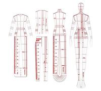 Doumneou Moda Illustrazione Righelli Schizzo Modelli Righello Cucito Modelli Umanoidi Design Abbigliamento Misurazione, Tipo B