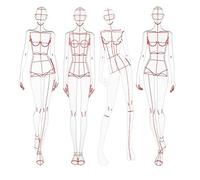 Doumneou Moda Illustrazione Righelli Schizzo Modelli Righello Cucito Modelli Umanoidi Design Abbigliamento Misurazione, Tipo A