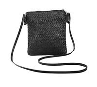 Doumneou Paglia Treccia Piccoli Quadrati Una Spalla Borsa Crociata Inclinata Borsa Portamonete Borsa Vacanza Decontratto - Marrone Scuro, Nero , Taglia unica