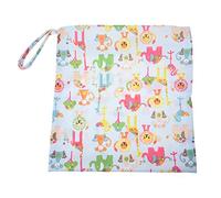 Doumneou Sacchetto del pannolino lavabile con zip impermeabile (Modello multi animali blu)