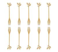 Doumneou Set di 10 forchette da frutta in acciaio per torta a forma di foglia, per degustazione e dessert, accessorio da cucina per matrimoni