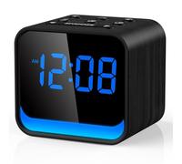 DOUMOSH Radiosveglia con suoni naturali e indicatore LED dimmerabile, sveglia digitale con luce notturna, sveglia dolce con volume in aumento, sveglia radio FM compatta per camera da letto e comodino