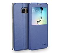 doupi Deluxe Finestra FlipCase per Samsung Galaxy Note 5, Protezione Custodia Ultra Slim Magnete Flip Cover Protettiva Book Style Etui Stare in Piedi, Blu Scuro