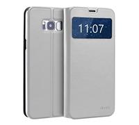 doupi Deluxe Finestra FlipCase per Samsung Galaxy S8 Plus, Protezione Custodia Ultra Slim Magnete Flip Cover Protettiva Book Style Etui Stare in Piedi, Bianco