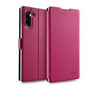 doupi Deluxe FlipCase per Samsung Galaxy Note 10, Protezione Custodia Ultra Slim Magnete Flip Cover Protettiva Book Style Etui Stare in Piedi, Rosa Rosso