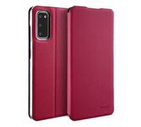 doupi Deluxe FlipCase per Samsung Galaxy S20, Protezione Custodia Ultra Slim Magnete Flip Cover Protettiva Book Style Etui Stare in Piedi, Rosa Rosso