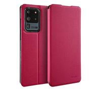 doupi Deluxe FlipCase per Samsung Galaxy S20 Ultra (S20Ultra), Protezione Custodia Ultra Slim Magnete Flip Cover Protettiva Book Style Etui Stare in Piedi, Rosa Rosso