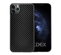 doupi UltraSlim Custodia per iPhone 11 PRO Max (6,5 Pollici), Carbon Fiber Look Fibra di Carbonio ottiche Piuma Facile Cover Hardcase, Nero