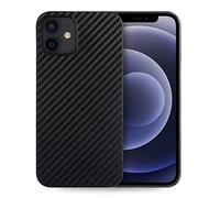 doupi UltraSlim Custodia per iPhone 12 / iPhone 12 Pro (6,1 pollici), Carbon Fiber Look Fibra di Carbonio ottiche piuma facile Cover Hardcase, nero