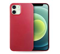 doupi UltraSlim Custodia per iPhone 12 Mini (5,4 Pollici), Satinato fine Piuma Facile Mat Semi Trasparente Cover, Rosso
