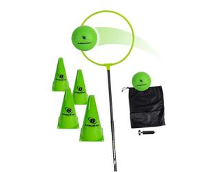 DoUPlay Games Bamzball Game, per Cortile, Spiaggia e Tailgating, Gioco Attivo per 4-12 Giocatori, Bambini, Adolescenti e Adulti, Gioco a Tema Basket incontra Mago, 2 Palle, Asta, Anello, 4 Coni e