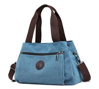 DOURR Borsa a tracolla in tela da donna, con scomparti multipli, Blu, Small