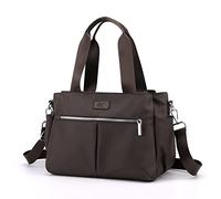 DOURR, Borsa Hobo da donna in tela, a tracolla, con scomparti multipli, Caffè, Medium