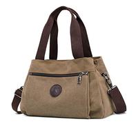 DOURR Hobo Handbags - Borsa a tracolla da donna, in tela, con scomparti multipli, Marrone - Medio, Medium