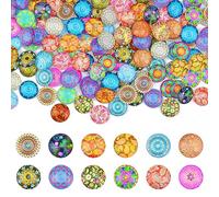 DOUSELLA 200 Pz Cabochon Vetro Colorato 12MM Cabochon Caleidoscopio Gemme a Cupola Decorativi Pietre Vetro Cabochon Vetro Mezzo Rotondo Mosaico per Artigianato Fai-da-Te, Collane, Orecchini, Bracciali