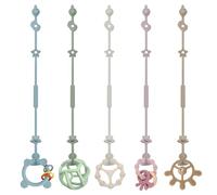 DOUUCO Confezione da 5 catenelle per ciuccio, in silicone, con clip regolabile per ciuccio, catena per carrozzina, senza BPA, ciuccio per passeggini, seggioloni, bottiglie per bambini
