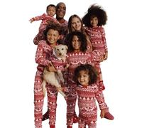 DOUUCO Pigiama Natale Famiglia Set, Pigiami Natalizi Coppia, Christmas Invernale Girocollo Comodo Due Pezzi Sleepwear Natalizio per Donna Uomo Bamino Regalo
