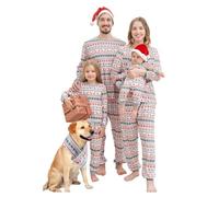 DOUUCO Pigiama Natale Famiglia Set, Pigiami Natalizi Coppia, Christmas Invernale Girocollo Comodo Due Pezzi Sleepwear Natalizio per Donna Uomo Bamino Regalo