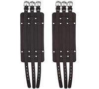 DouWen MO 2Pcs Wide Cuff Bracelet, Adjustable Retro Punk Artificial Leather Wrist Belt Band with Alloy Buckle, Black and Brown Leather Cuff Wrap for Men Women, Soft Durable Wristband Set for