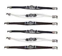 DouWen MO 6 braccialetti intrecciati in pelle scamosciata, braccialetto retrò punk per uomini e donne, polsiera intrecciata in PU e lega con lunghezza di 23 cm per outfit casual da festa o v