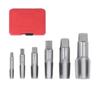 DouWen MO 6Pcs NPT Pipe Tap Set, Carbon Steel Threading Tap Kit, Precision Ground Taps for Leak Pipe Connections with Storage Box for Plumbing Automotive PVC and Building Use