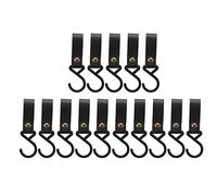 DouWen MO Ganci a S in pelle da 15 pezzi, grucce a S in pelle PU ad alta resistenza, ganci a S portatili multifunzionali per il campeggio, ganci da esterno con forte carico per appendere (Nera)