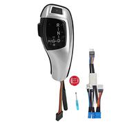 DouWen MO LED Gear Shift Knob Shifter Lever Head Retrofit Kit, F Series Style Gear Knob with LED Indicator and Engine Start Stop Button, PU Leather Wrapped Handle for E60 E61 E46 LHD Mod (Argento