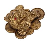 DouWen MO Ornamenti in ottone a forma di rana, statua in ottone portafortuna per la ricchezza, decorazione Feng Shui di buon auspicio con potere di attrazione del denaro, perfetta per la