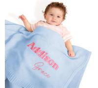 Doux Tricot épais Personalizzabile Neuf Decke - 40x30 pouces à la main - Bestickt, benutzerdefinierte Nome Baby-Decke pour Jungen & Mädchen, Premium-Strickstoff (Gelb)
