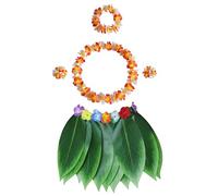 douyif Gonna Di Erba Hawaiana 5Pcs Hula Gonna Hawaiana Con Collana Fiori Hawaiana Hawaiana Gonna Di Hula Costume Hawaiana Bambina per Spiaggia Hawaii Feste Estive Feste In Spiaggia Luau Party 38cm