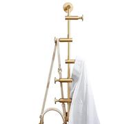 DOUZIO Appendiabiti da Parete Verticale 5 Ganci Girevoli in Ottone Appendiabiti Camera da Letto Ingresso Ganci Salvaspazio Vestiti Chiavi Borse Ombrelli Ganci(Color:Oro)