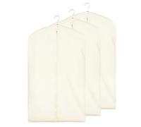 DOUZIO Custodie per Abiti in Cotone, Copriabiti Antipolvere, 3 Pezzi Di Custodia Porta Abiti Traspiranti Con Cerniera in Metallo, Copri Abiti Da Armadio per Pellicce, Visoni 140×58cm, Piatto
