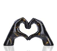 DOVDOV Statua gesto nero e oro, statua moderna dell'amore, scultura di dita, arte moderna, decorazione dito cuore, matrimonio, ufficio, soggiorno, tavolino, tavolo da pranzo, centrotavola