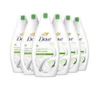 Dove Bagnodoccia Rinfrescante, Idratante Dermo-Naturale, Cetriolo e Tè Verde, 1/4 Crema Idratante, Dermatologicamente Testato, Bagnoschiuma Uomo e Donna, 100% Bottiglia Riciclata* 6 Pezzi x 450 ml