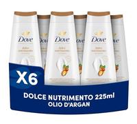 Dove Bagnoschiuma Dolce Nutrimento, Bagnodoccia Idratante, Formula Delicata sul Microbioma della Pelle, con Agenti Idratanti Vegetali, Senza Solfati SLES, Bagnodoccia Uomo e Donna, 6 Pezzi da 225 ml