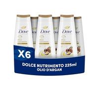 Dove Bagnoschiuma Dolce Nutrimento, Bagnodoccia Idratante, Formula Delicata sul Microbioma della Pelle, con Agenti Idratanti Vegetali, Senza Solfati SLES, Bagnodoccia Uomo e Donna, 6 Pezzi da 225 ml