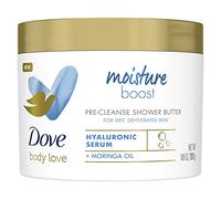 Dove Body Love Moisture Boost con siero all'acido ialuronico e olio di moringa Pre-Cleanse Shower Butter per la cura della pelle secca, 283 g (confezione da 3)