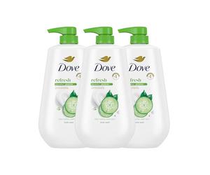 Dove Body Wash with Pump Refreshing Cucumber and Green Tea 3 Count Refreshes Skin Cleanser That Effectively Washes Away Bacteria While Nourishing Your Skin 30.6 oz