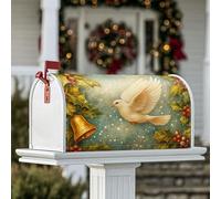 Dove, copertura magnetica per cassetta postale, con campana, agrifoglio, verde, decorazione da giardino, 53 x 64 cm