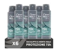 Dove Deodorante Dove Men + Care Eucalipto e Menta Spray Advanced Care, Deodorante Uomo, con 1/4 Crema Idratante, Formula Idratante e Delicata sulla Pelle, Protezione Fino a 72 Ore, 6 Pezzi da 150 ml