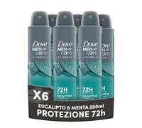 Dove Deodorante Dove Men + Care Eucalipto e Menta Spray Advanced Care, Deodorante Uomo, con 1/4 Crema Idratante, Formula Idratante e Delicata sulla Pelle, Protezione Fino a 72 Ore, 6 Pezzi da 200 ml