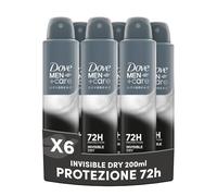 Dove Deodorante Dove Men + Care Invisible Dry Spray Advanced Care, Deodorante Uomo, con 1/4 Crema Idratante, Formula Idratante e Anti-Macchia, Protezione Fino a 72 Ore, 6 Pezzi da 200ml