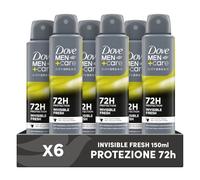 Dove Deodorante Dove Men + Care Invisible Fresh Spray Advanced Care, Deodorante Uomo, con 1/4 Crema Idratante, Formula Idratante e Anti-Macchia, Protezione Fino a 72 Ore, 6 Pezzi da 150 ml